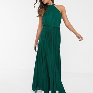 ASOS halter pleated waist maxi dress